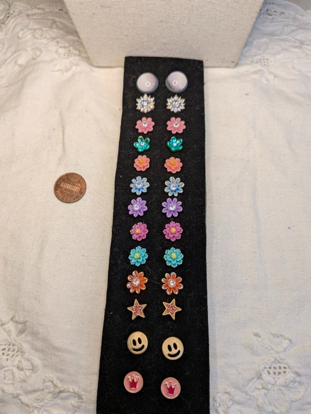 Lot of 13 Pairs of Stud Earrings – Acrylic Flowers & Fun Designs
